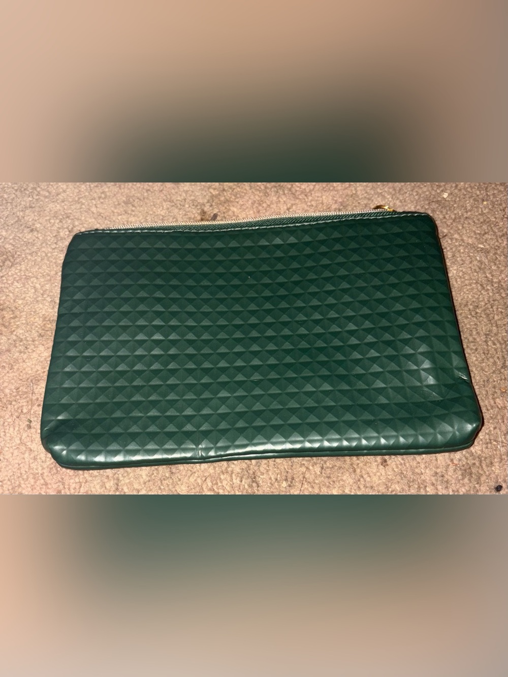 Green Textured Zip makeup case